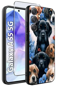 Etui do Samsung Galaxy A55 5G malowane wzór z psem ze szkłem