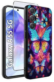 Etui do Samsung Galaxy A55 5G malowane wzór kolorowy ze szkłem