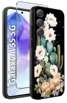 Etui do Samsung Galaxy A55 5G malowane wzór kwiaty ze szkłem