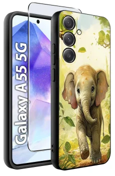 Etui do Samsung Galaxy A55 5G malowane wzór zwierzęta ze szkłem