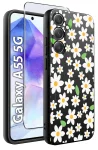 Etui do Samsung Galaxy A55 5G malowane wzór kwiaty ze szkłem