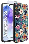 Etui do Samsung Galaxy A55 5G malowane wzór kwiaty ze szkłem