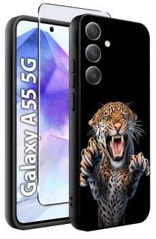 Etui do Samsung Galaxy A55 5G malowane wzór zwierzęta ze szkłem