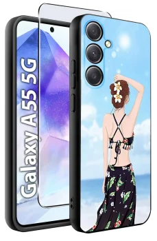 Etui do Samsung Galaxy A55 5G malowane wzór kobiecy ze szkłem
