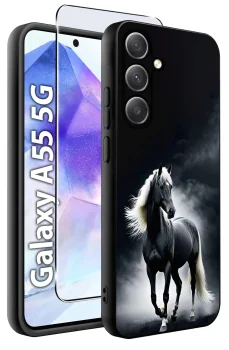 Etui do Samsung Galaxy A55 5G malowane wzór zwierzęta ze szkłem