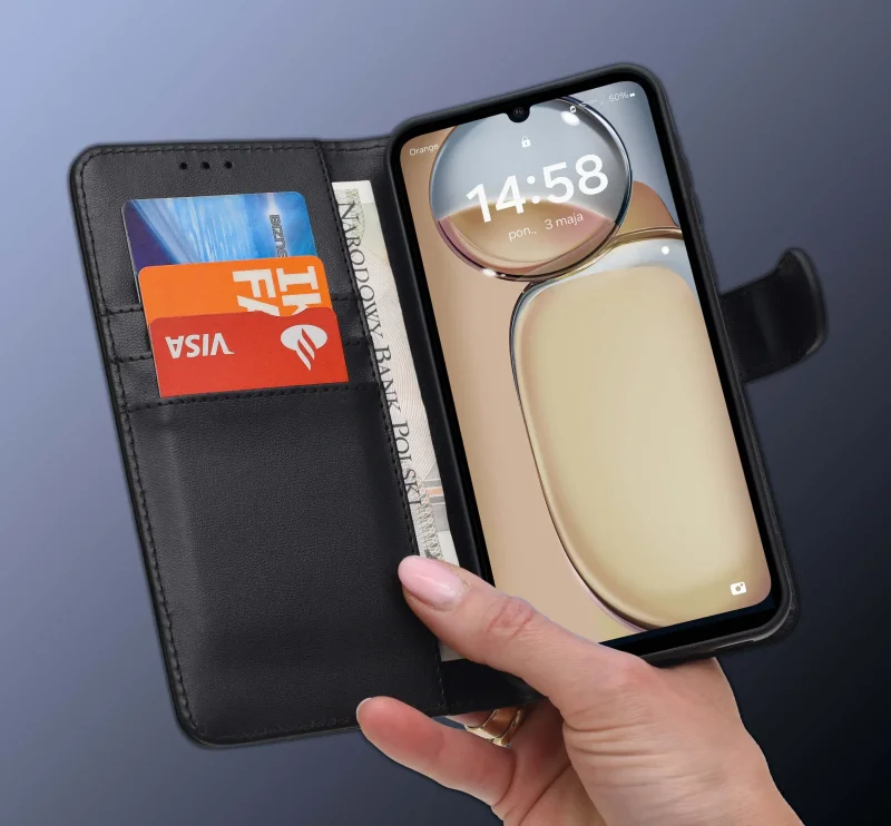 case-do-motorola-moto-e13-czarne-magnetyczne-z-klapka-ze-szklem