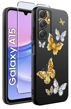 Etui do Samsung Galaxy A15 malowane wzór motyle ze szkłem