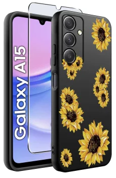 Etui do Samsung Galaxy A15 malowane wzór kwiaty ze szkłem