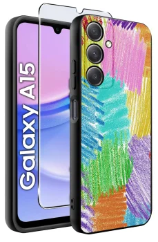 Etui do Samsung Galaxy A15 malowane wzór kolorowy ze szkłem