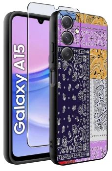 Etui do Samsung Galaxy A15 malowane wzór kolorowy ze szkłem