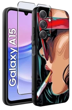 Etui do Samsung Galaxy A15 malowane wzór kobiecy ze szkłem