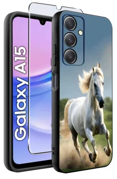Etui do Samsung Galaxy A15 malowane wzór zwierzęta ze szkłem