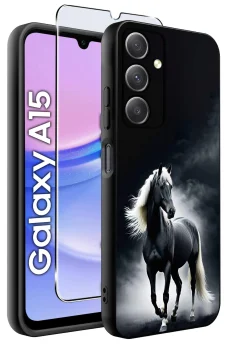 Etui do Samsung Galaxy A15 malowane wzór zwierzęta ze szkłem