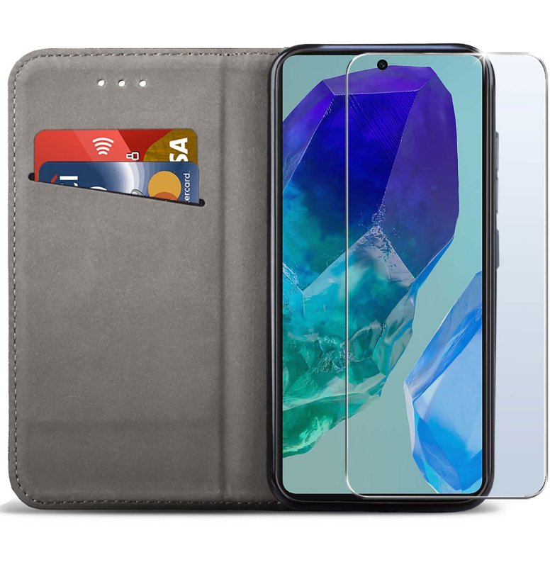 etui-do-samsung-galaxy-m55-5g-złote-zamykane-ze-szklem