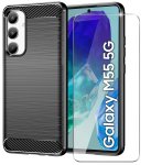 Etui do Samsung Galaxy M55 5G czarne carbon ze szkłem