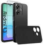 Etui do Xiaomi Redmi 13 4G czarne matowe ze szkłem