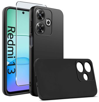 Etui do Xiaomi Redmi 13 4G czarne matowe ze szkłem