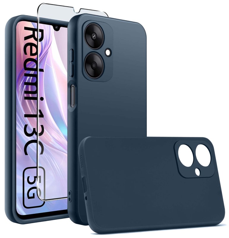 etui-do-xiaomi-redmi-13c-5g-granatowe-matowe-ze-szklem