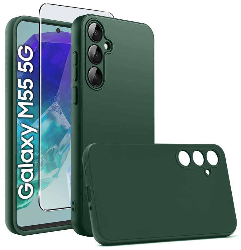 etui-do-samsung-galaxy-m55-5g-zielone-matowe-ze-szklem
