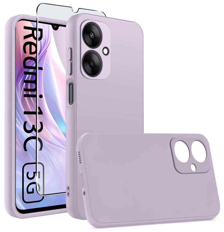 etui-do-xiaomi-redmi-13c-5g-pastelowy-fiolet-matowe-ze-szklem