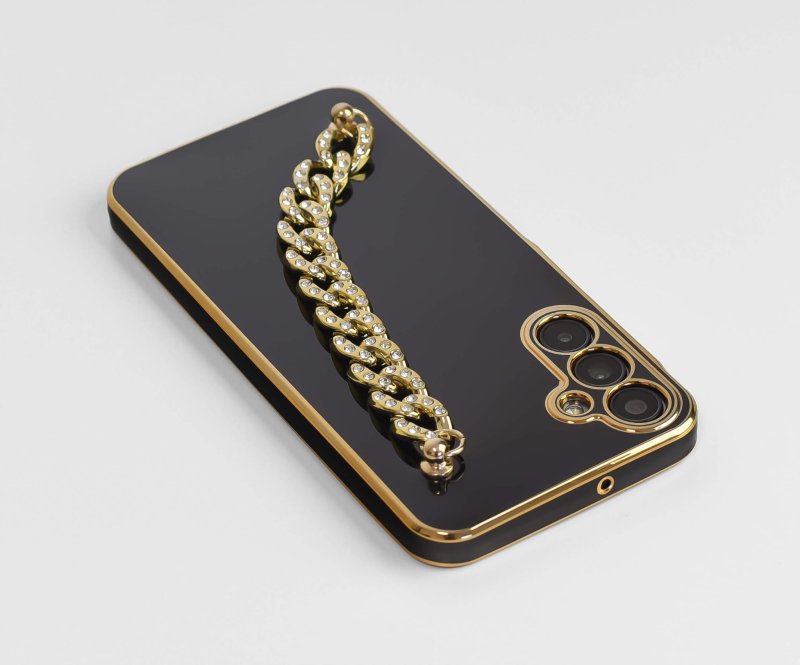 etui-do-samsung-galaxy-a15-z-lancuszkiem-wzor-4-czarne-ze-szklem
