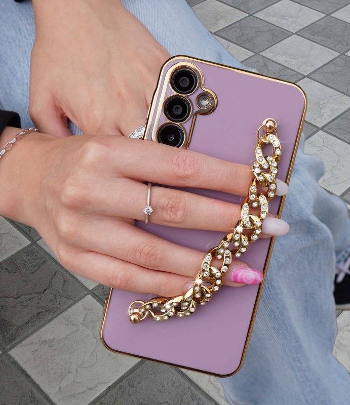 etui-do-samsung-galaxy-a15-z-lancuszkiem-wzor-4-fioletowe-ze-szklem