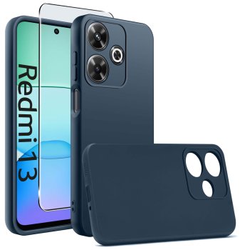 Etui do Xiaomi Redmi 13 4G granatowe matowe ze szkłem