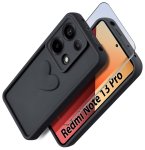Etui do Xiaomi Redmi Note 13 Pro 4G silikonowe serce czarne ze szkłem