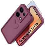 Etui do Xiaomi Redmi Note 13 Pro 4G silikonowe serce burgundowe ze szkłem