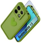 Etui do Xiaomi Redmi Note 13 4G silikonowe serce limonkowe ze szkłem