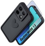 Etui do Xiaomi Redmi Note 13 4G silikonowe serce czarne ze szkłem