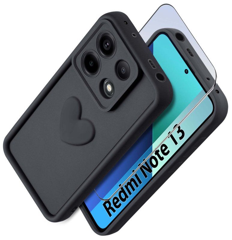 etui-do-xiaomi-redmi-note-13-4g-silikonowe-serce-czarne-ze-szklem