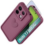 Etui do Xiaomi Redmi Note 13 Pro 5G silikonowe serce burgundowe ze szkłem