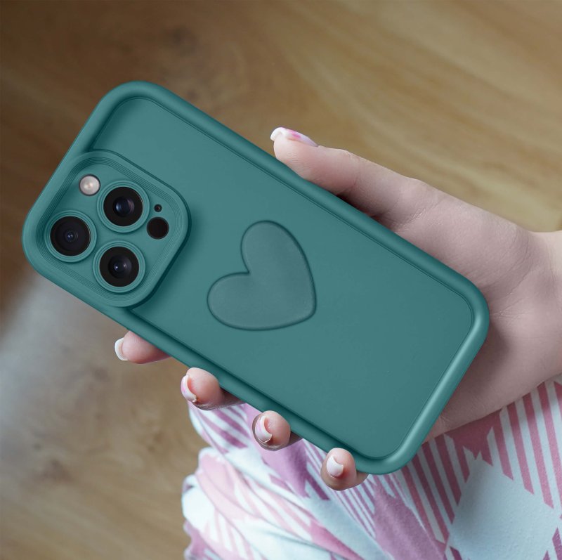 etui-do-iphone-14-pro-silikonowe-serce-zielone-ze-szklem