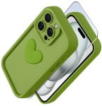 Etui do Iphone 14 Pro silikonowe serce limonkowe ze szkłem