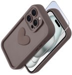 Etui do Iphone 14 Pro silikonowe serce brązowe ze szkłem