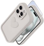 Etui do Iphone 14 Pro silikonowe serce białe ze szkłem