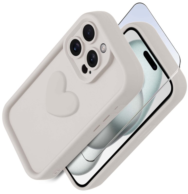 etui-do-iphone-14-pro-silikonowe-serce-białe-ze-szklem