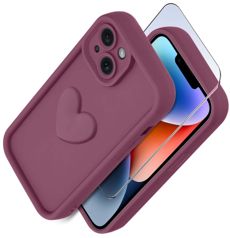 etui-do-iphone-13-14-silikonowe-serce-burgundowe-ze-szklem