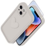 Etui do Iphone 13 / 14 silikonowe serce białe ze szkłem