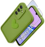Etui do Samsung Galaxy A15 5G silikonowe serce limonkowe ze szkłem
