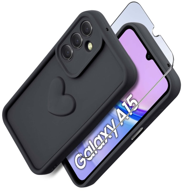 etui-do-samsung-galaxy-a15-5g-silikonowe-serce-czarne-ze-szklem