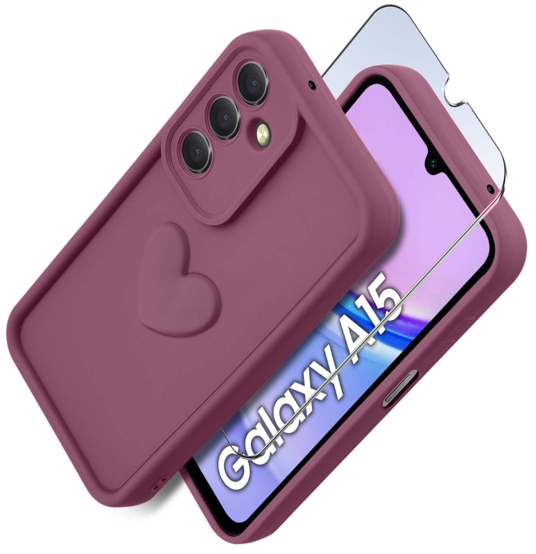 etui-do-samsung-galaxy-a15-5g-silikonowe-serce-burgundowe-ze-szklem