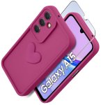 Etui do Samsung Galaxy A15 5G silikonowe serce różowe ze szkłem