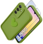 Etui do Samsung Galaxy A25 5G silikonowe serce limonkowe ze szkłem