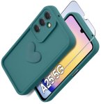 Etui do Samsung Galaxy A25 5G silikonowe serce zielone ze szkłem