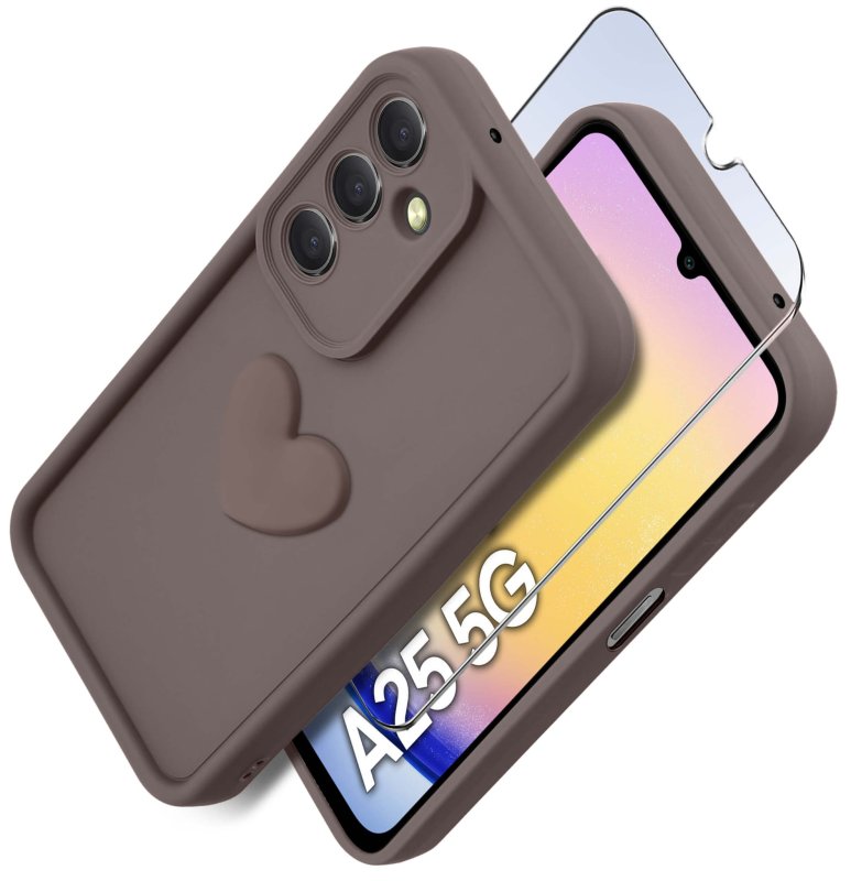 etui-do-samsung-galaxy-a25-5g-silikonowe-serce-brazowe-ze-szklem