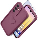 Etui do Samsung Galaxy A25 5G silikonowe serce burgundowe ze szkłem
