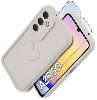 Etui do Samsung Galaxy A25 5G silikonowe serce białe ze szkłem
