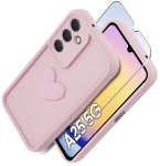 Etui do Samsung Galaxy A25 5G silikonowe serce jasnoróżowe ze szkłem